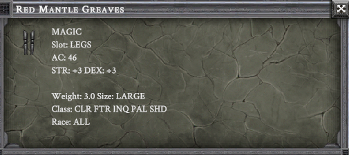 RED MANTLE GREAVES item card